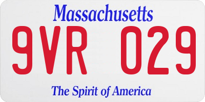 MA license plate 9VR029