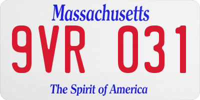 MA license plate 9VR031