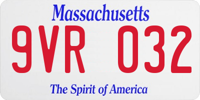 MA license plate 9VR032
