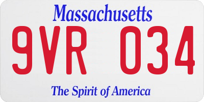 MA license plate 9VR034