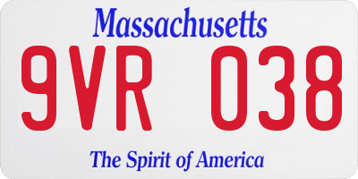 MA license plate 9VR038