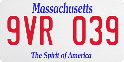 MA license plate 9VR039