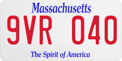MA license plate 9VR040