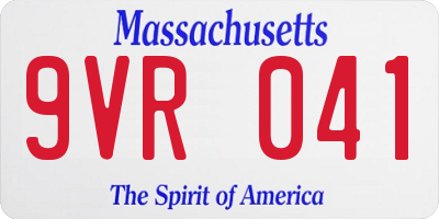 MA license plate 9VR041