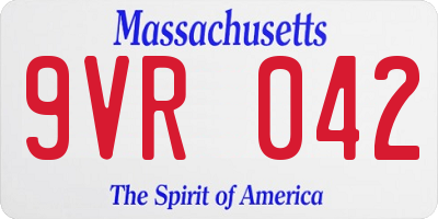 MA license plate 9VR042