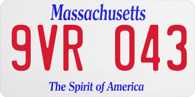 MA license plate 9VR043