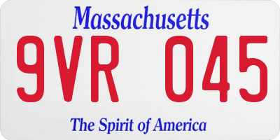 MA license plate 9VR045