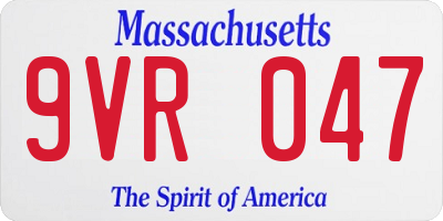 MA license plate 9VR047