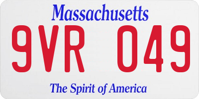 MA license plate 9VR049