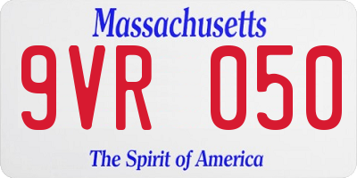MA license plate 9VR050