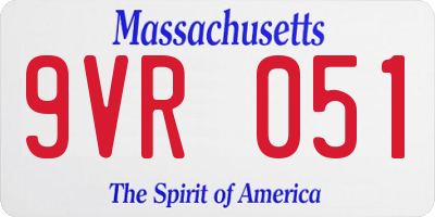 MA license plate 9VR051