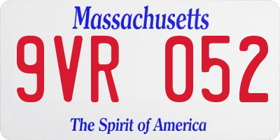 MA license plate 9VR052
