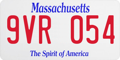 MA license plate 9VR054