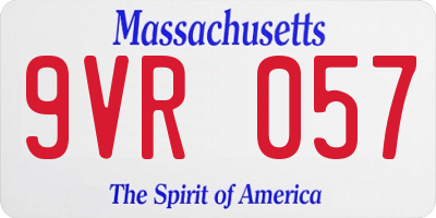 MA license plate 9VR057