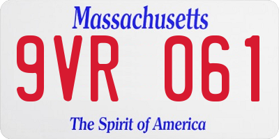 MA license plate 9VR061