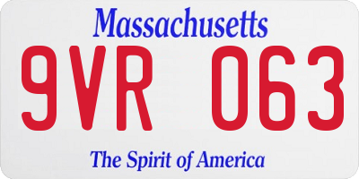 MA license plate 9VR063