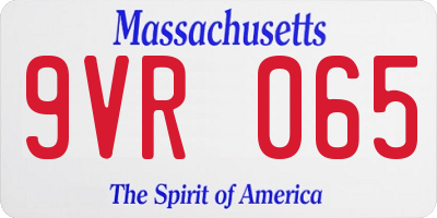 MA license plate 9VR065