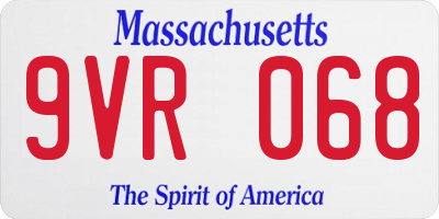 MA license plate 9VR068
