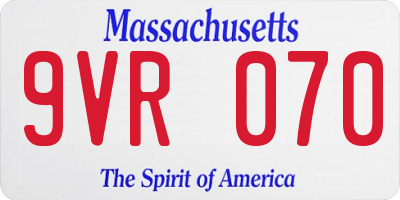 MA license plate 9VR070