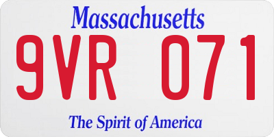 MA license plate 9VR071