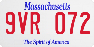 MA license plate 9VR072