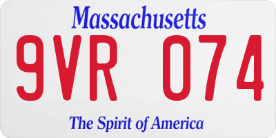MA license plate 9VR074