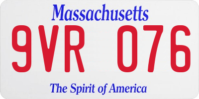 MA license plate 9VR076