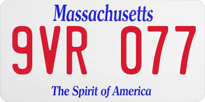 MA license plate 9VR077