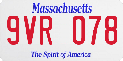 MA license plate 9VR078