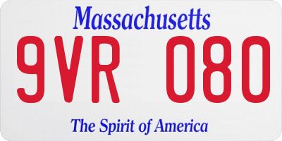 MA license plate 9VR080