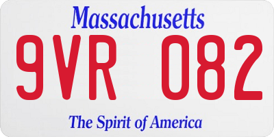 MA license plate 9VR082