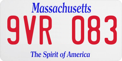MA license plate 9VR083