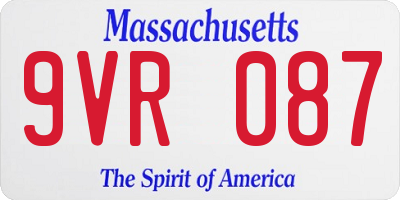 MA license plate 9VR087
