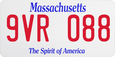 MA license plate 9VR088