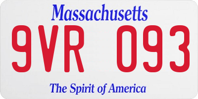 MA license plate 9VR093