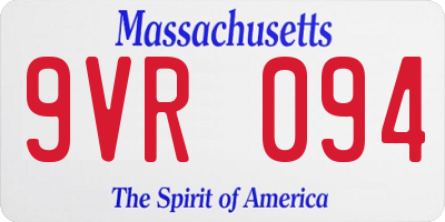 MA license plate 9VR094