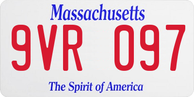 MA license plate 9VR097