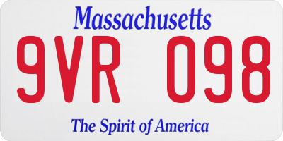 MA license plate 9VR098