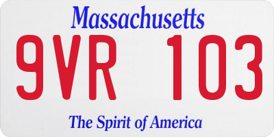 MA license plate 9VR103