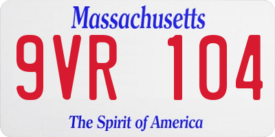 MA license plate 9VR104