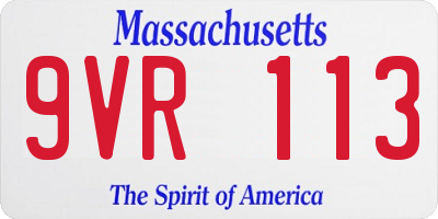 MA license plate 9VR113
