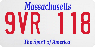 MA license plate 9VR118