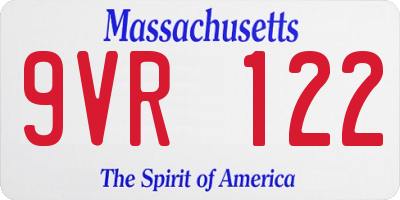 MA license plate 9VR122