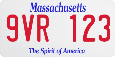 MA license plate 9VR123