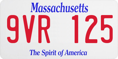 MA license plate 9VR125