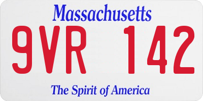 MA license plate 9VR142