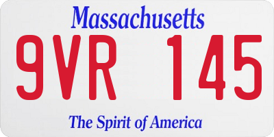 MA license plate 9VR145