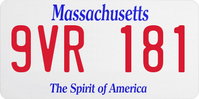 MA license plate 9VR181