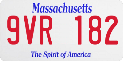 MA license plate 9VR182