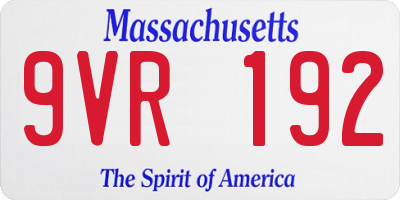 MA license plate 9VR192